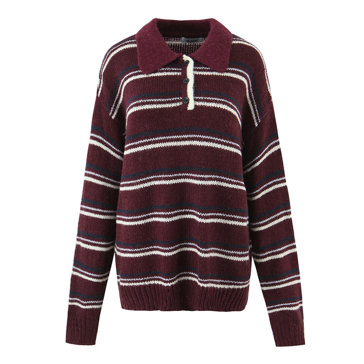 Damen lässiger Strickpullover mit stylischem Kragen Drune