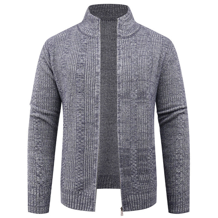 Herren Strickjacke mit strukturierter Oberfläche und hohem Kragen Drune