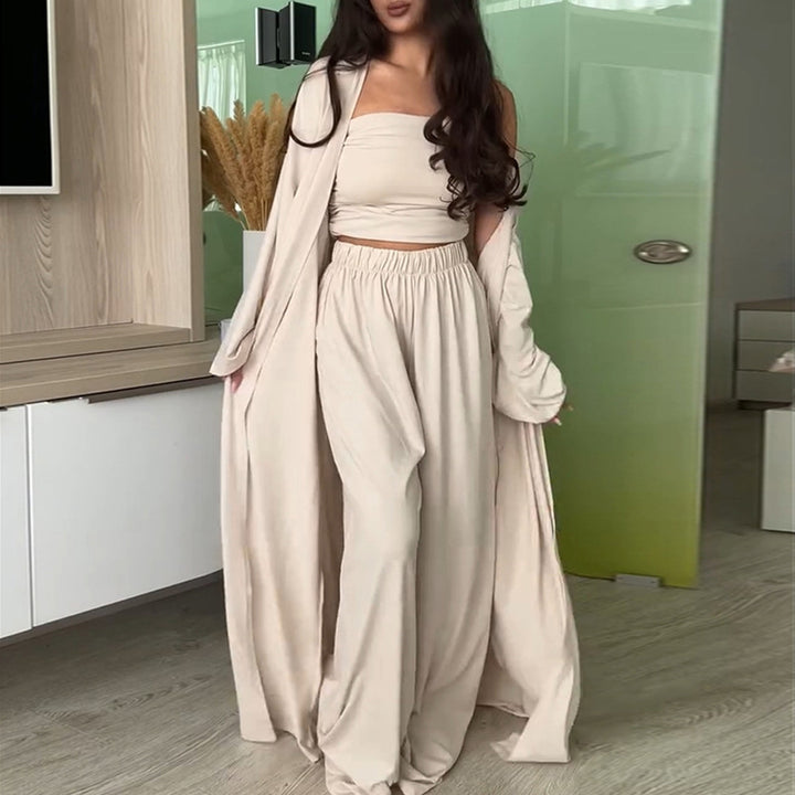 Damen eleganter Lounge-Anzug mit weit geschnittenem Cardigan Drune