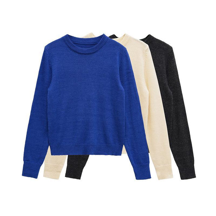 Damen gemütlicher Rundhals-Pullover aus hochwertiger Baumwolle Drune