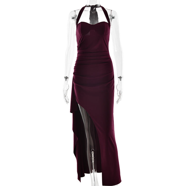 Damen Elegantes Halterneck Abendkleid mit seitlichem Schlitz Drune