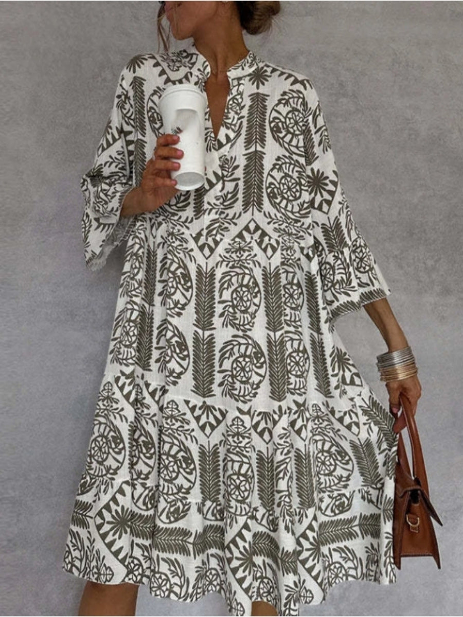 Damen Tunika-Kleid mit floralem Design und lockerer Passform Drune