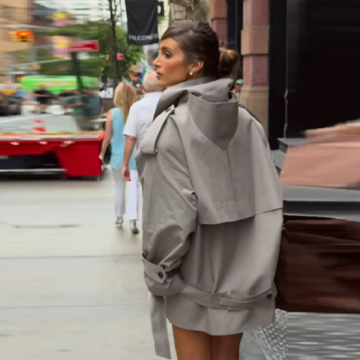 Damen Urbaner Trenchcoat mit hohem Kragen und doppelter Knopfleiste Drune
