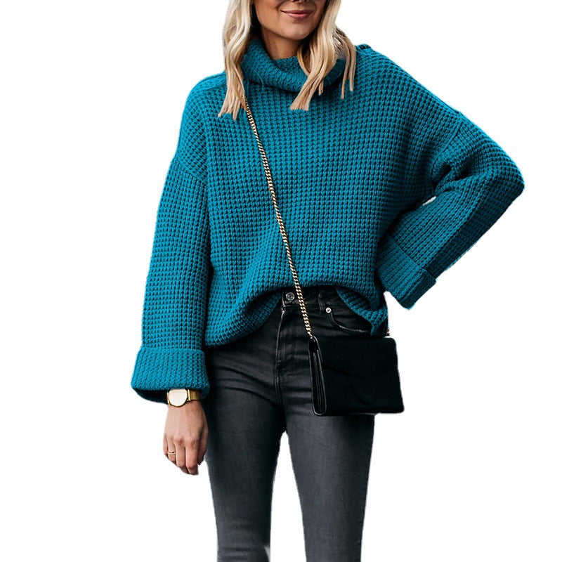 Damen Pullover mit hohem Kragen und modischem Strukturmuster Drune