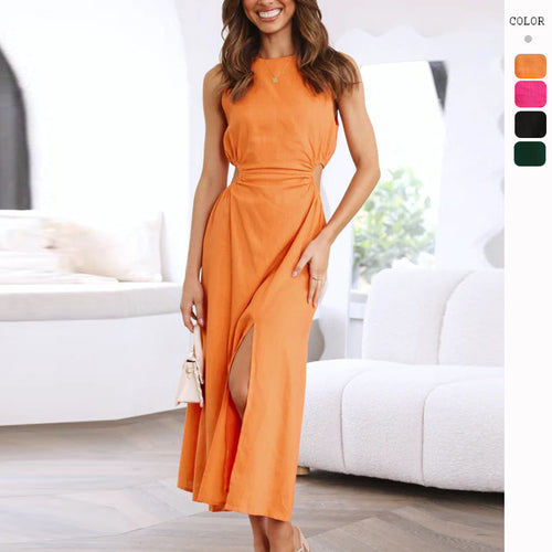 Damen Maxikleid mit raffiniertem Wickeldesign und hohem Schlitz Drune