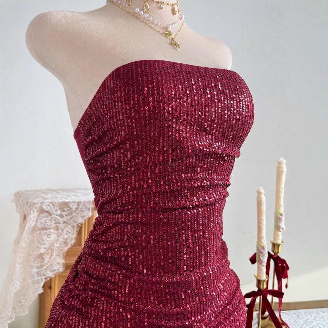 Damen Glamouröses Pailletten Kleid Drune
