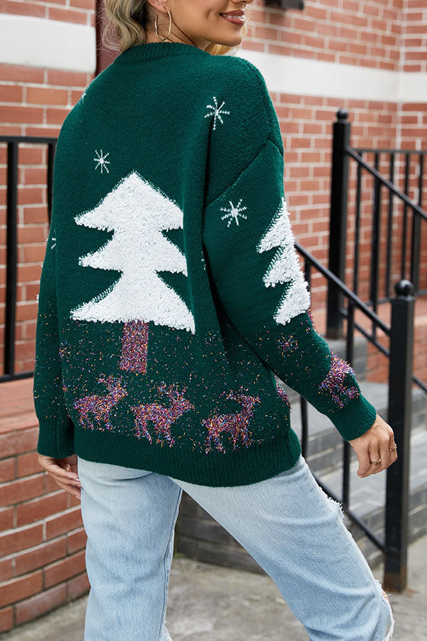 Drune Plüsch Weihnachtsbaum Pullover Strickpullover
