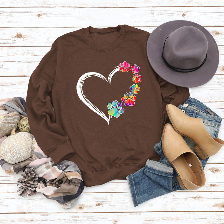 Damen Sweatshirt mit kreativem Pfotenherz-Design Drune