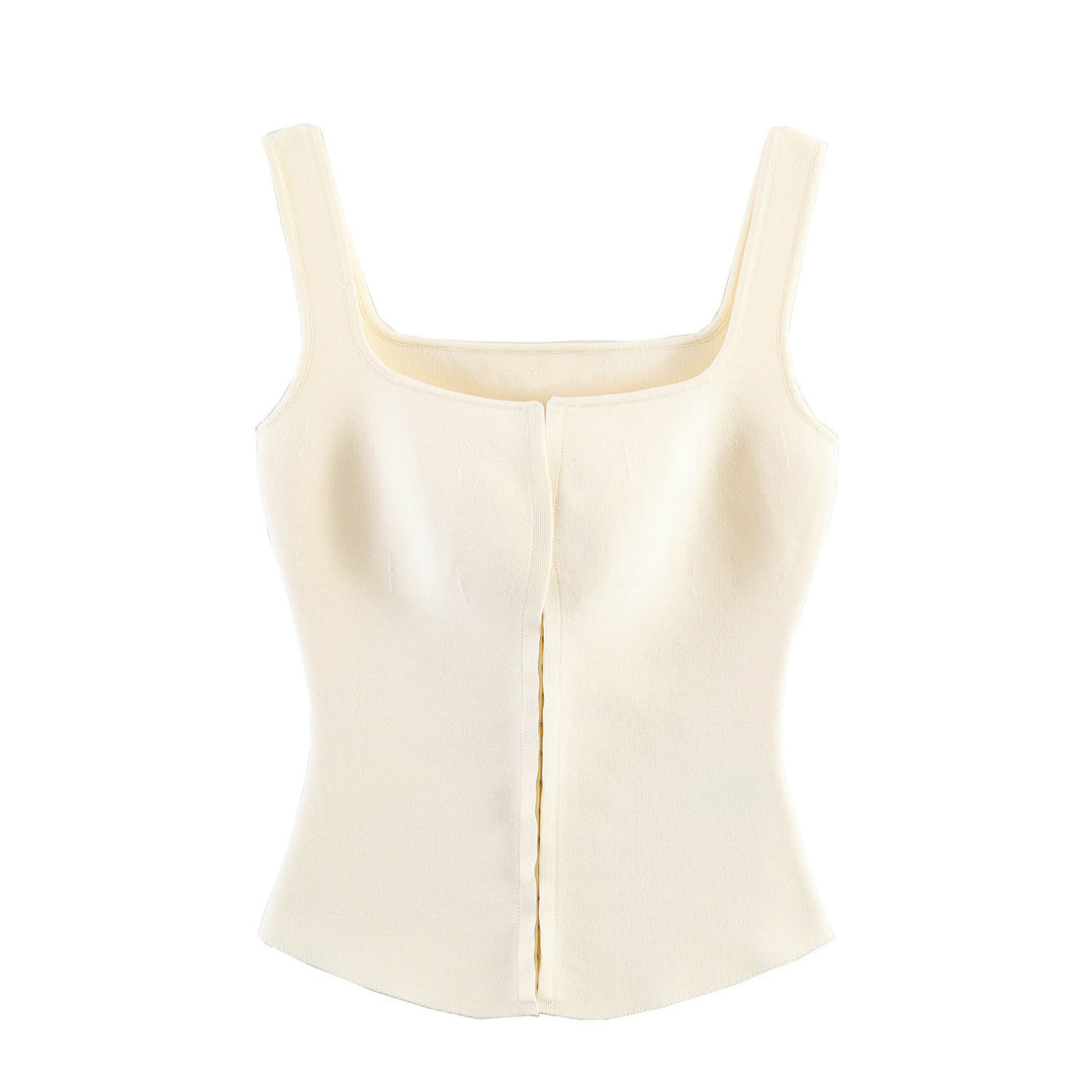 Damen tailliertes Camisole-Top mit quadratischem Ausschnitt und elastischem Material Drune