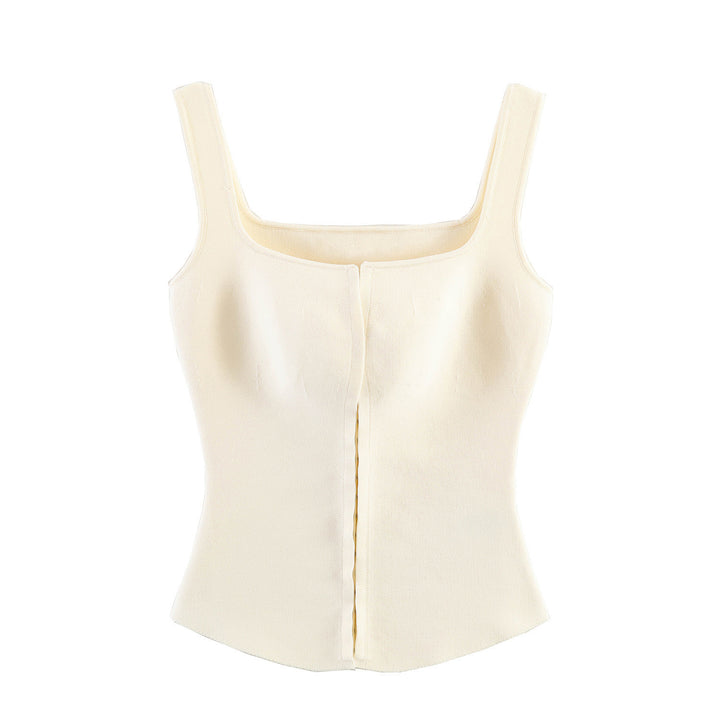 Damen tailliertes Camisole-Top mit quadratischem Ausschnitt und elastischem Material Drune