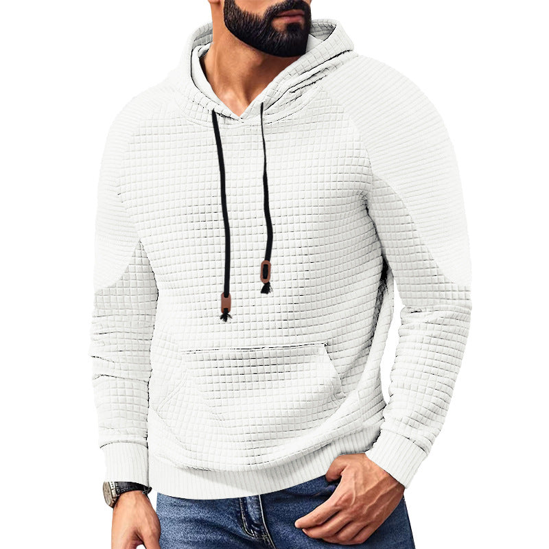 Herren nan Kapuzenpullover mit quadratischer Struktur, Raglanärmeln und Kängurutasche Drune