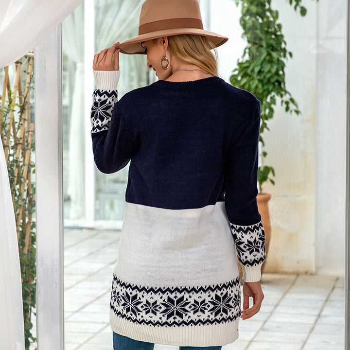Damen Weihnachtspullover mit festlichem Rentierdesign und modernen Zopfmustern Drune