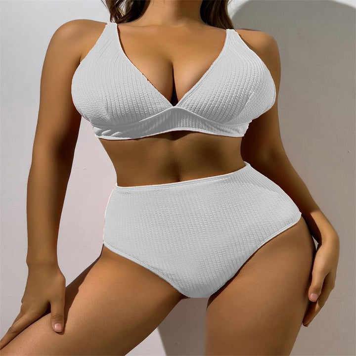Damen Hochgeschnittener Bikini mit strukturiertem Oberteil Drune