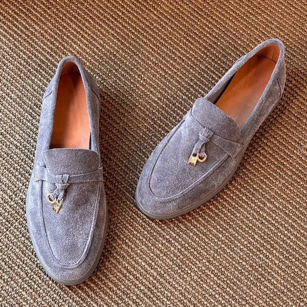 Damen elegante Mokassins aus Wildleder mit modischen Akzenten Drune