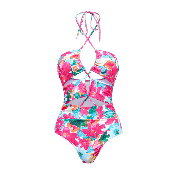Damen Bikiniset mit voluminösen Rüschendetails und fließendem Maxi-Rock Drune