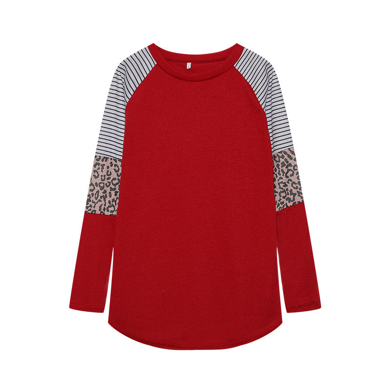 Damen Sportliches Langarmshirt mit tierischem Muster und modernem Streifendesign Drune