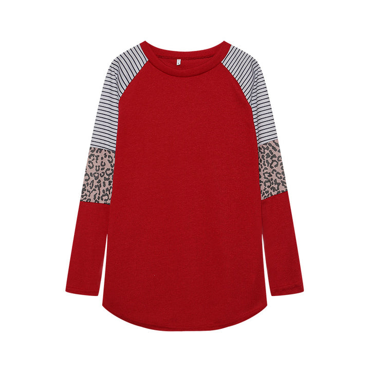 Damen Sportliches Langarmshirt mit tierischem Muster und modernem Streifendesign Drune