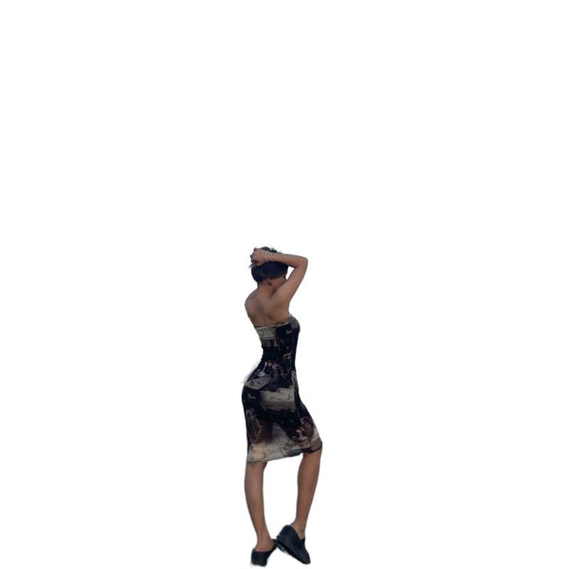 Damen Figurbetontes Spaghettiträgerkleid mit floralem Muster und tailliertem Schnitt Drune
