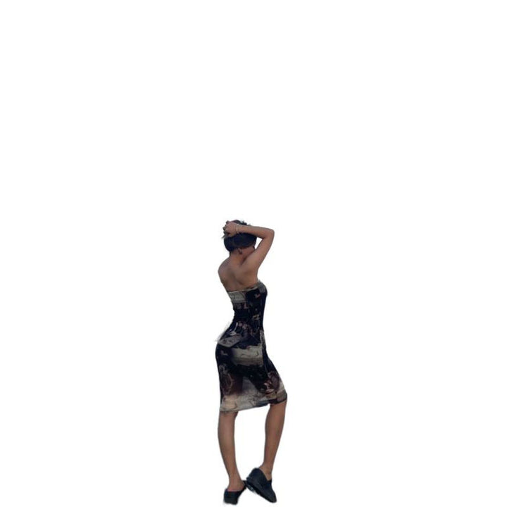 Damen Figurbetontes Spaghettiträgerkleid mit floralem Muster und tailliertem Schnitt Drune
