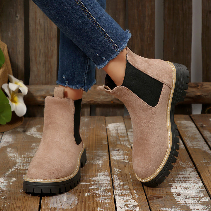Damen nan Chelsea-Boots mit profilierter Traktorsohle und elastischen Seiteneinsätzen Drune