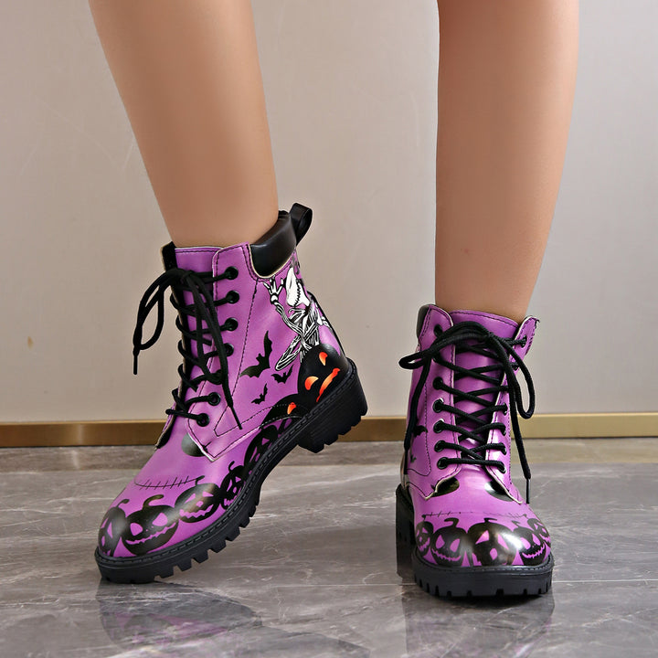 Damen Halloween-Stiefel mit illustratorischen Motiven und rutschfester Sohle Drune