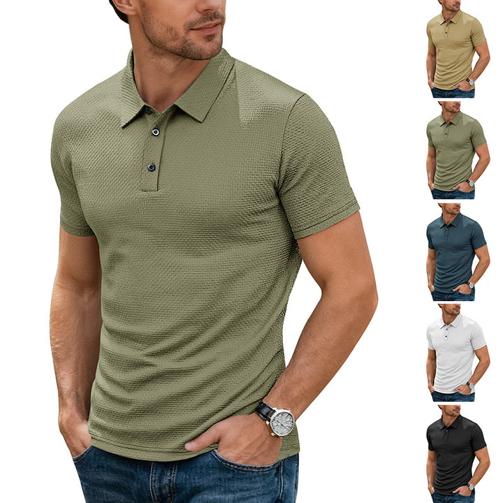 Herren nan strukturiertes Mikrojacquard-Poloshirt mit schlanker Passform und elastischem Komfortstretch Drune