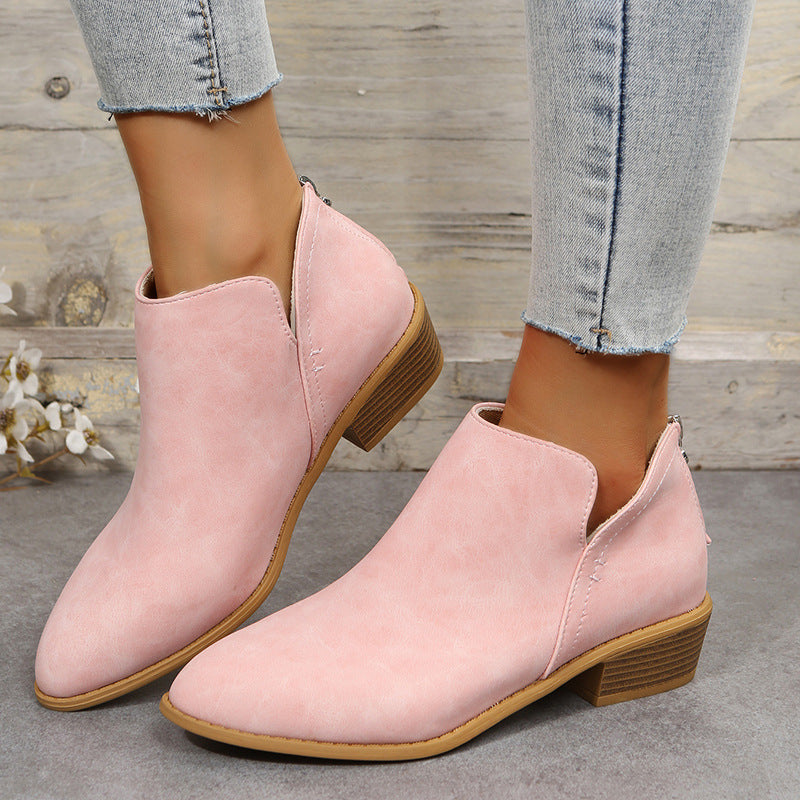 Damen Ankle Boots mit elegantem Reißverschluss und komfortablem Blockabsatz Drune