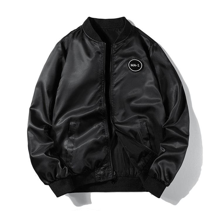 Herren  Aviator bestickte Patch wasserabweisende Bomberjacke mit Reißverschluss Utility Ärmeltasche Drune
