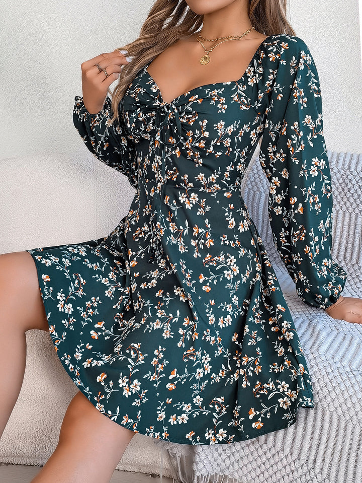 Damen Off-Shoulder Sommerkleid mit floralen Akzenten Drune