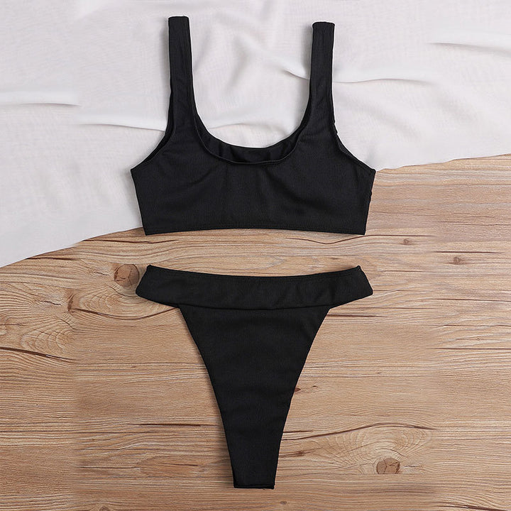 Damen Bikini-Set mit tiefem Rundhalsausschnitt und breiten Trägern Drune