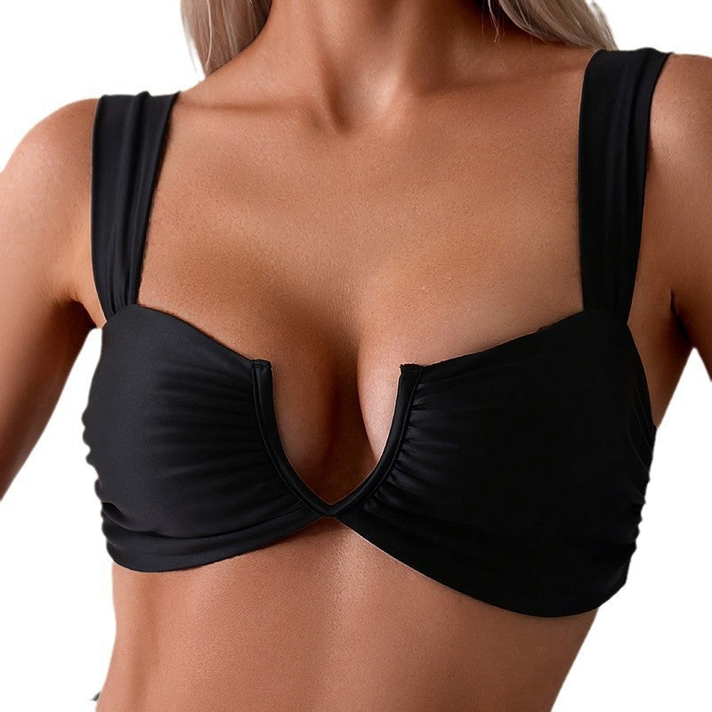Damen Bikinioberteil mit elegantem V-Ausschnitt und breiten Trägern Drune
