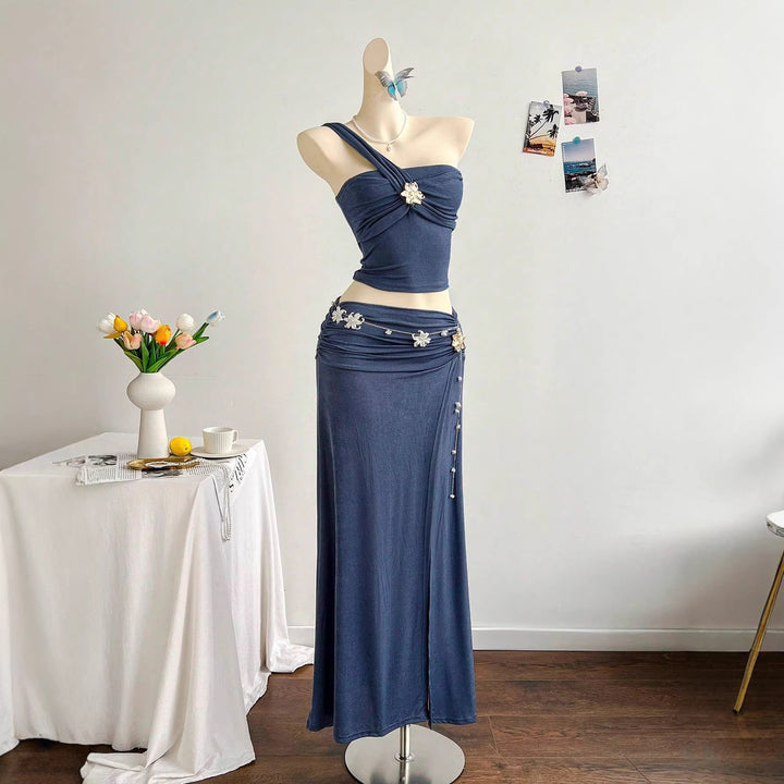 Damen elegantes Sommerkleid mit floralem Detail Drune