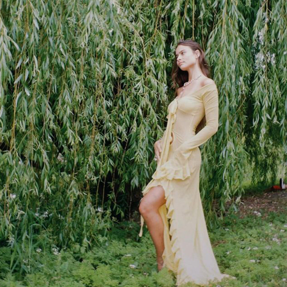 Damen elegantes Strandkleid mit transparenten Einsätzen und raffinierten Schnürdetails Drune
