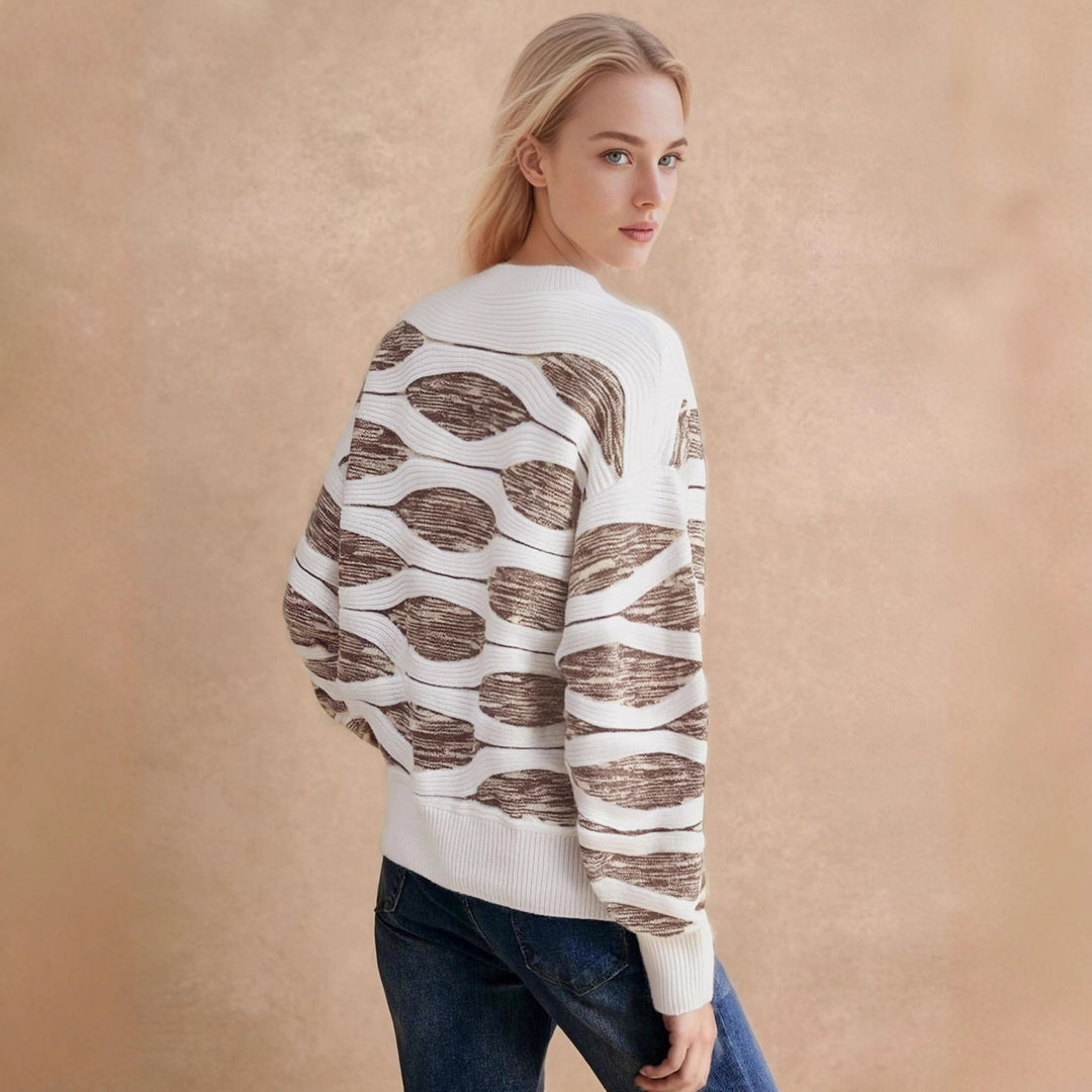 Damen modernes Strickoberteil mit wellenförmigem Muster und lässigem Schnitt Drune