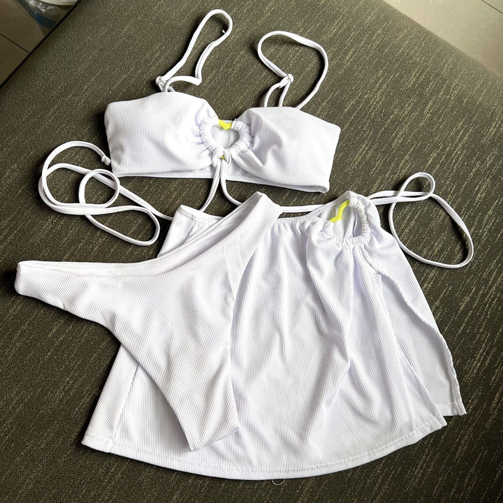 Damen Bikini-Set mit elegantem Knopf-Detail und hohem Beinausschnitt Drune