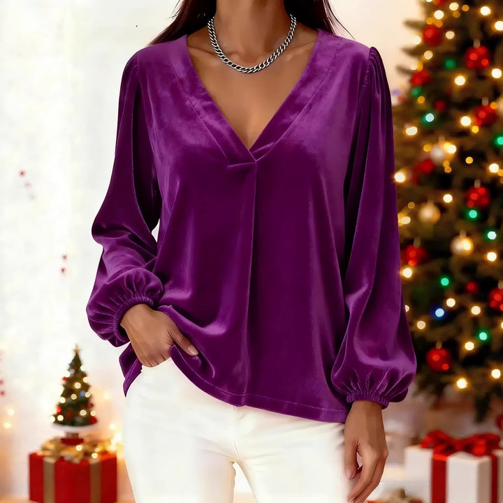 Damen modische Viskosebluse mit Ballonärmeln Drune