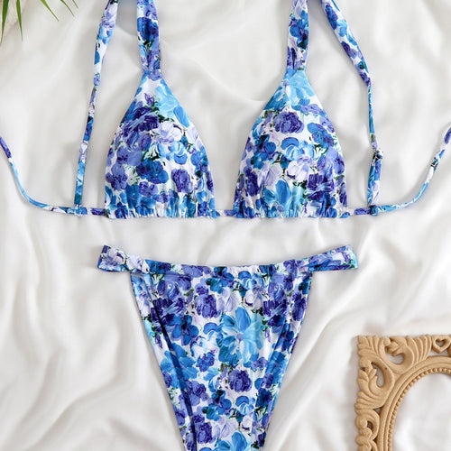 Damen Triangel-Bikini-Set mit modischem Tiermuster Drune