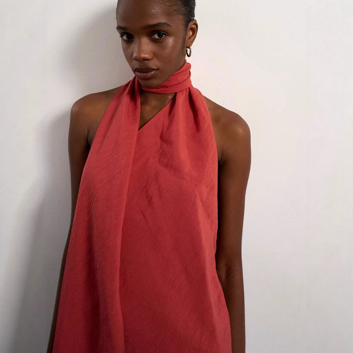 Damen asymmetrisches Wickeloberteil mit elegantem Schal Drune