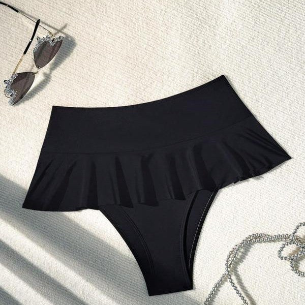 Damen Badeset mit eleganter Rüsche und hohem Taille Drune