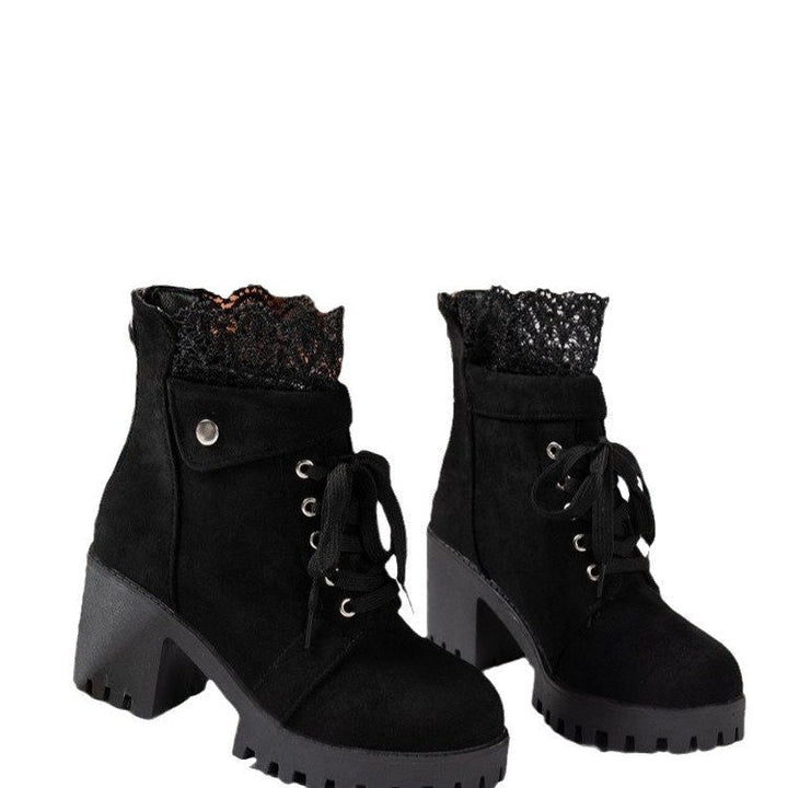 Damen Hochformat Stiefeletten mit eleganter Spitze und rutschfester Sohle Drune