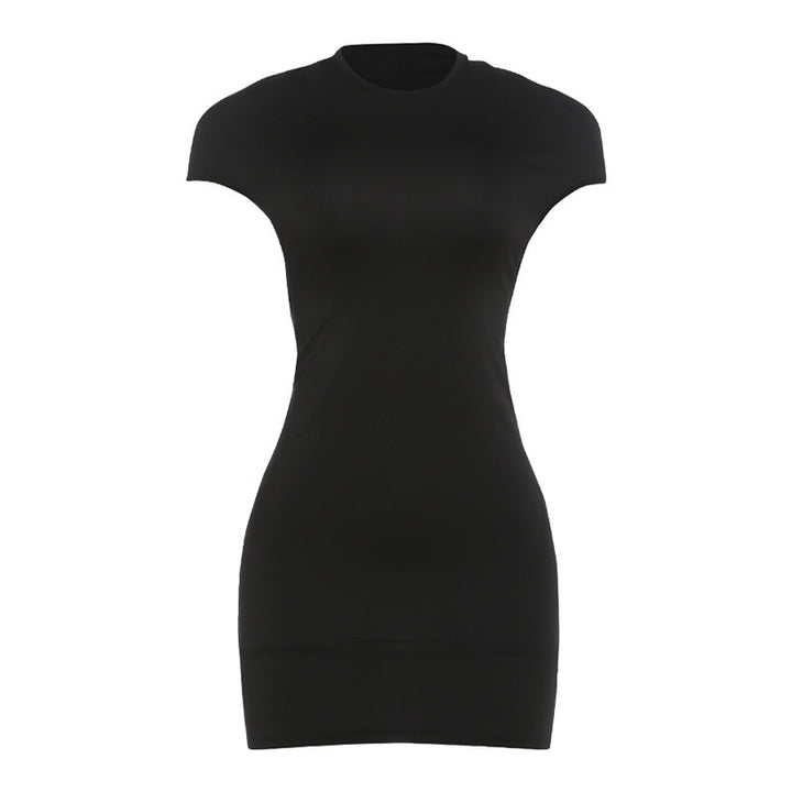 Damen Figurschmeichelndes Mini-Kleid mit schulterfreien Ärmeln und legere Passform Drune