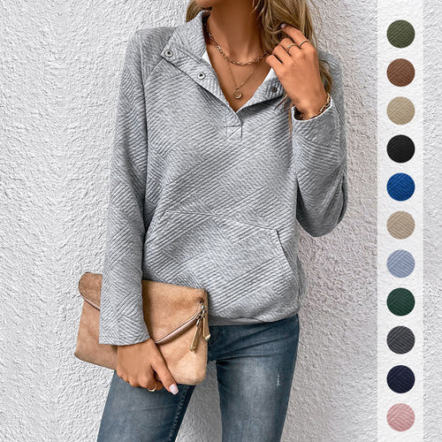 Damen lässiger Kapuzenpullover mit strukturiertem Design und praktischer Kängurutasche Drune
