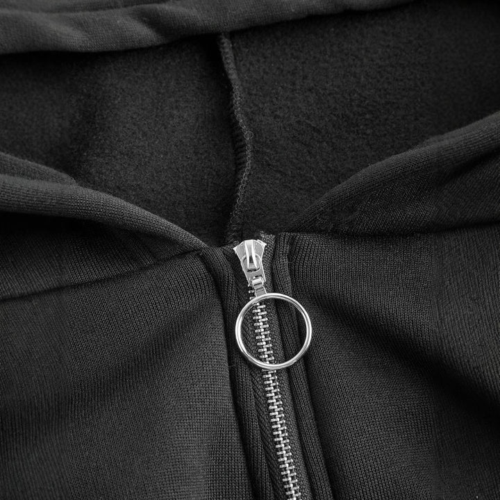 Damen cropped Hoodie mit innovativem Reißverschluss und voluminösen Ärmeln Drune