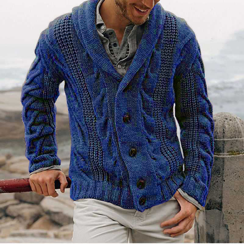 Herren nan grobstrick Cardigan mit Schalkragen und Zopfmuster Drune