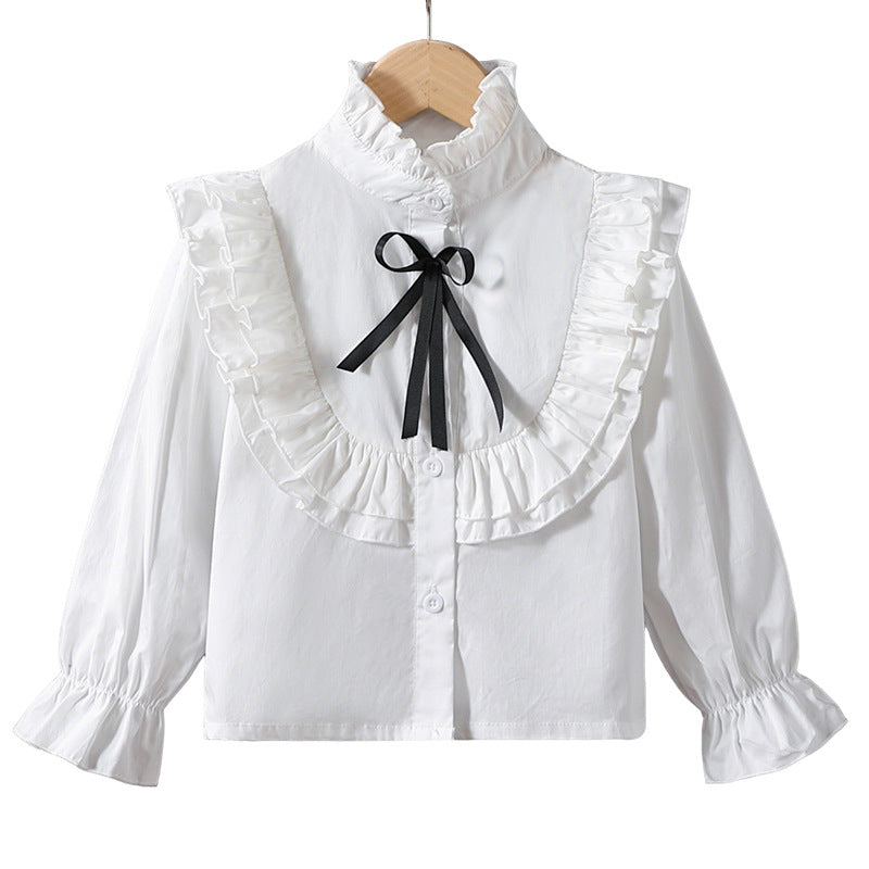 Mädchen verspielte Bluse mit Rüschendetails Drune