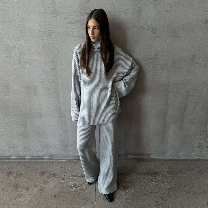Damen Softer Strickpullover und lässige Hosen im Set Drune