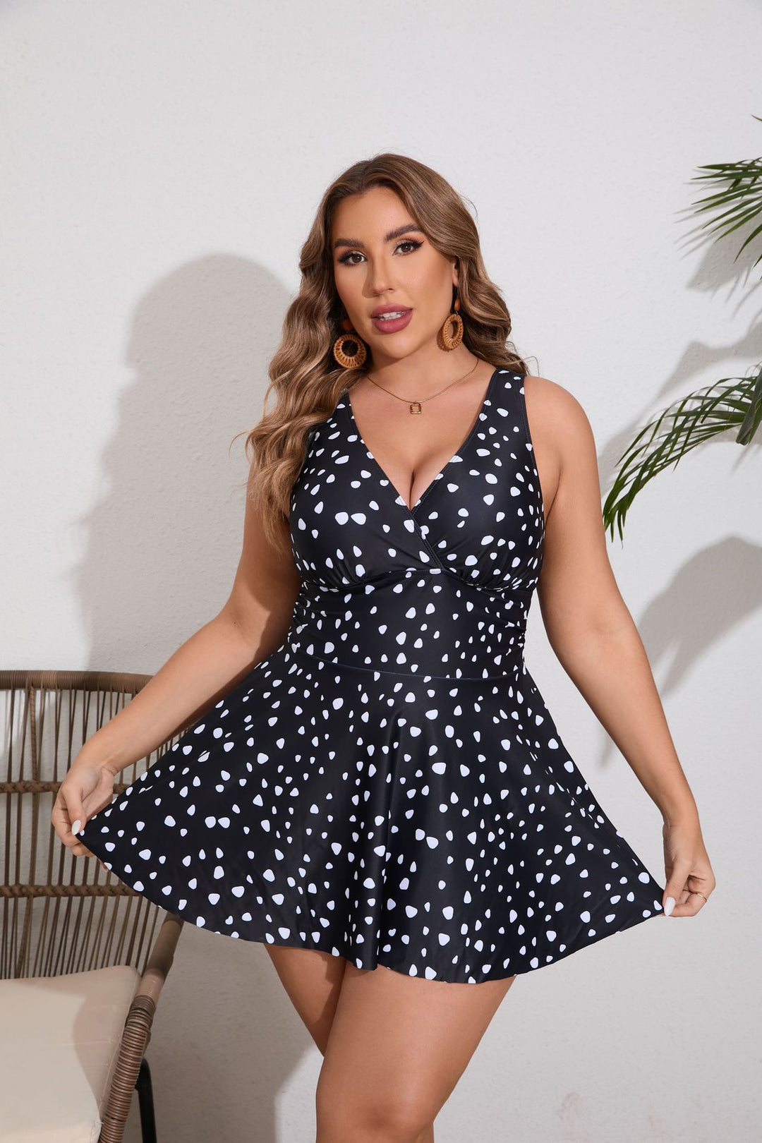 Damen Schwimmdress mit modischem Punktedesign Drune