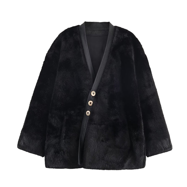 Damen Kuschelige Flanelljacke mit knöpfbarem Verschluss und seitlichen Taschen Drune