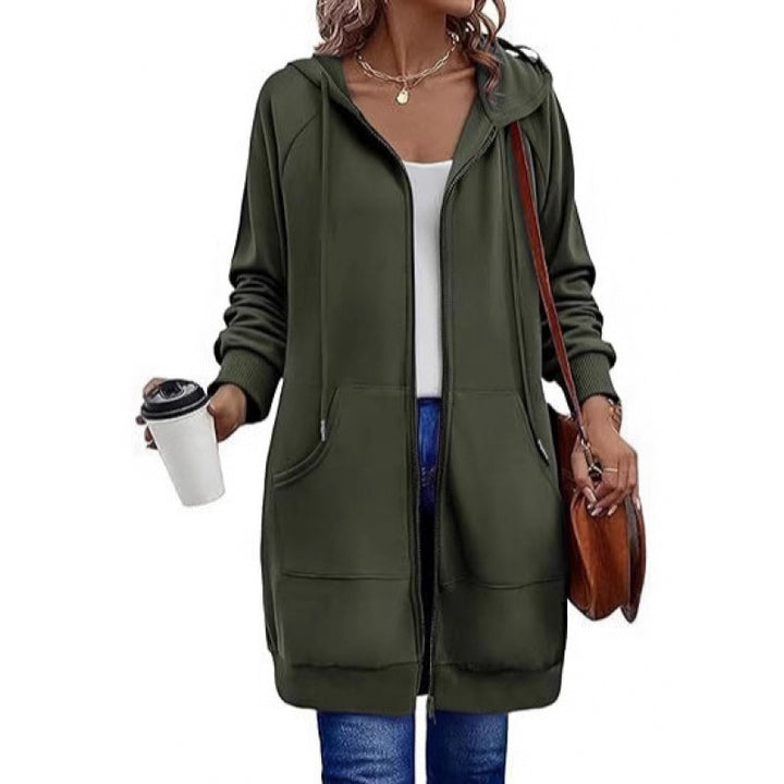 Damen modische Kapuzenjacke mit seitlichen Eingrifftaschen und Reißverschluss Drune