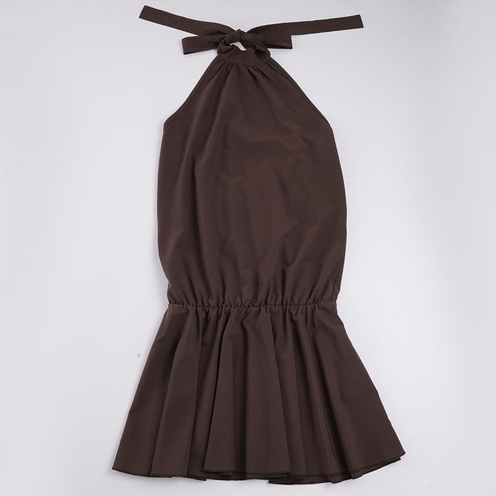 Damen lässiges Trägerkleid mit voluminösem Rocksaum Drune
